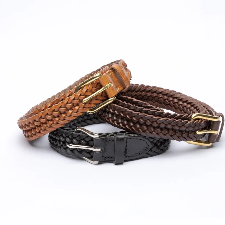 Interlinked Plaited Belt in Veg Leather coiled collection