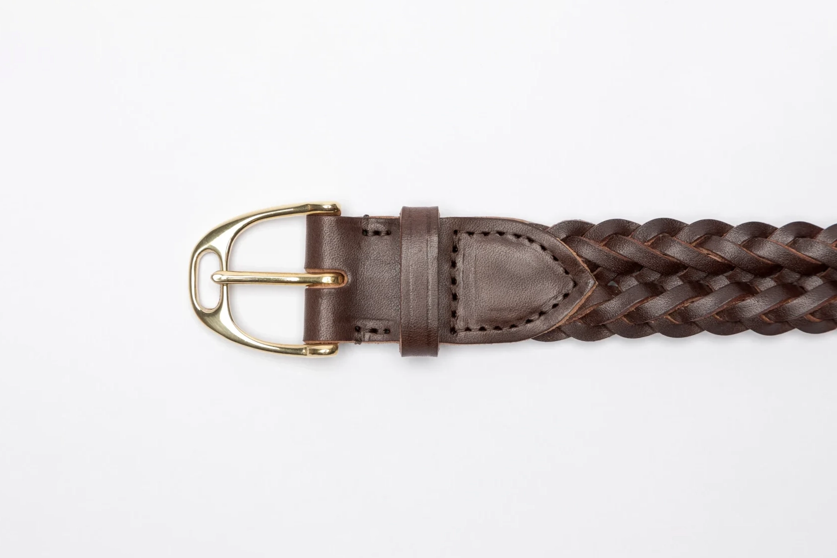 Braided belt in black leather, Quality full grain leather