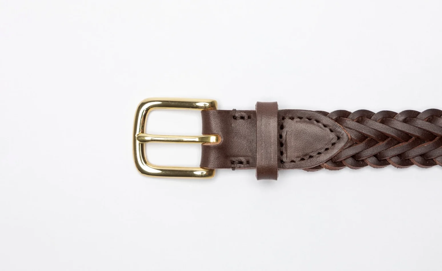 Lightweight Herringbone Belt in Dark Brown