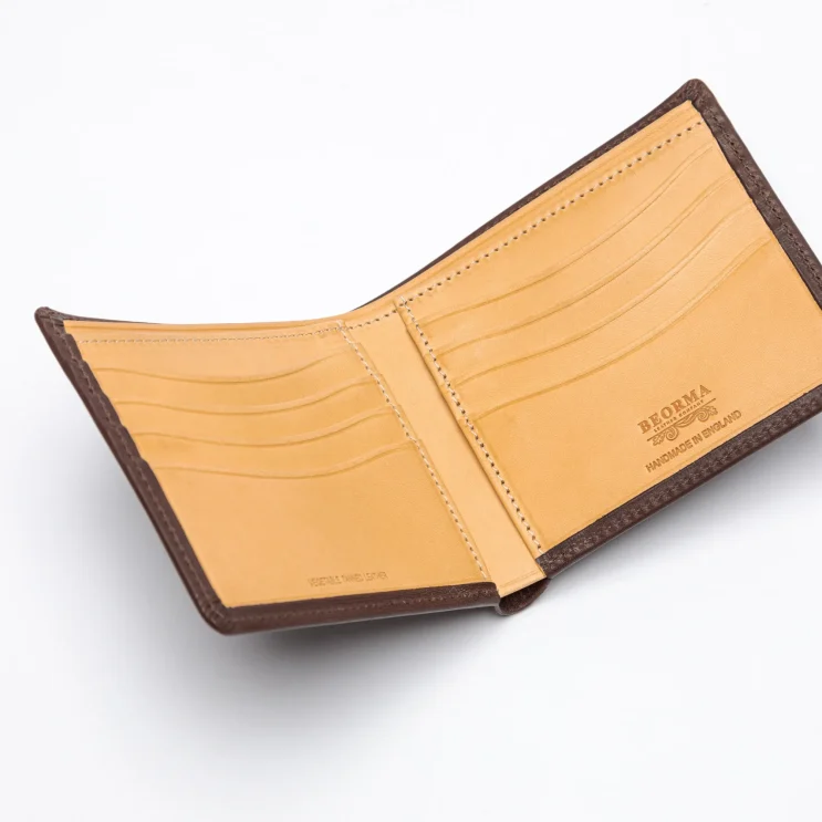 The Regent Bi-Fold Wallet in Badalassi - Wax/Nofin Cognac/Bone open