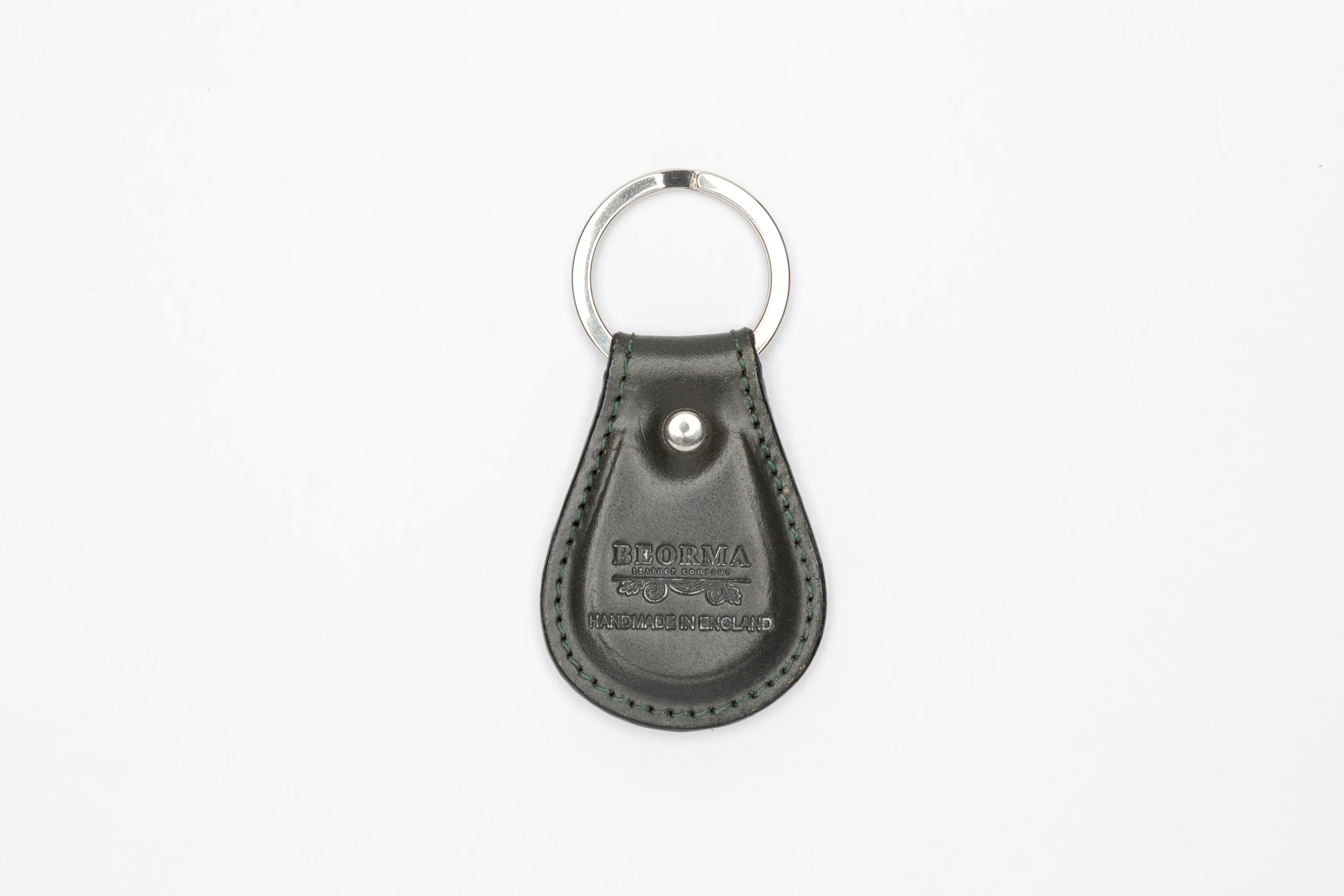 Leather Keychain Blanks, 2pcs Cowhide Key Fob with Key Ring, Olive Green