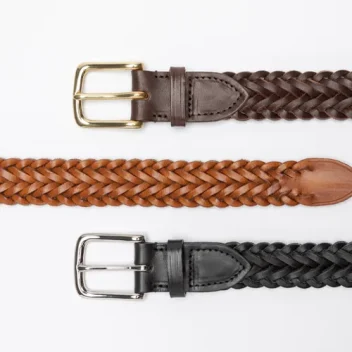 Collection of three Heavyweight Herringbone Leather Belts in Full Grain Vegetable Tanned Leather
