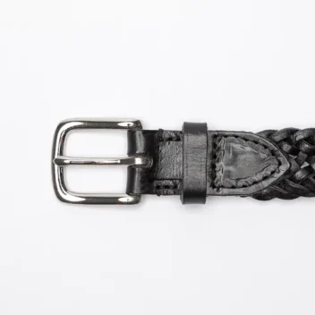 Interlinked Plait Belt in Full Grain Vegetable Tanned Leather in Black