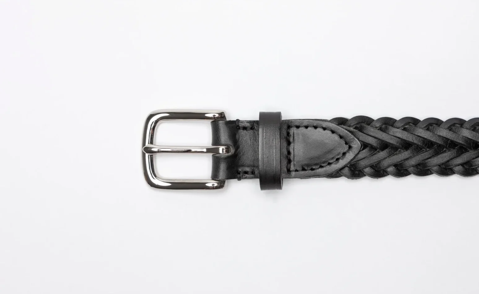 Lightweight Herringbone Belt in Black