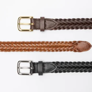 Collection of Lightweight Herringbone Leather Belt in Full Grain Vegetable Tanned Leather
