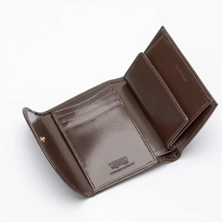 The Wentworth 3 Fold Purse in Bridle Brown open