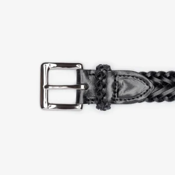 Herringbone Plaited Belt in Black buckle