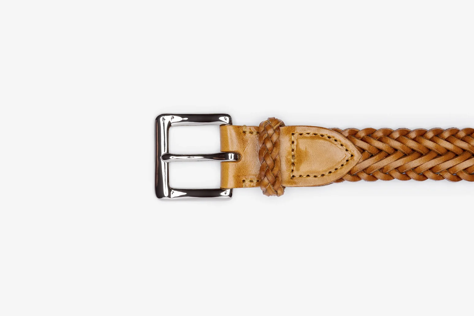 Herringbone Plaited Belt in Tan buckle