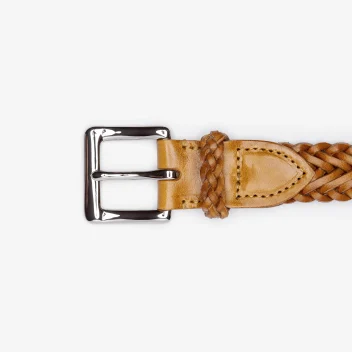 Herringbone Plaited Belt in Tan buckle